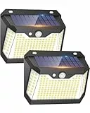 Philosun 2 Paquete Luces Solares LED Exterior Auto ON&OFF, 3 Modos Luz Solar Exterior con Sensor de Movimiento IP67 Impermeable Lampara LED Solar para Jardin, Patio, Luz Blanca Fría