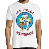 KMF T-SHIRT - Camiseta Hombre algodón los Pollos Hermanos (XL, Blanco)
