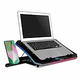 KROM KOOLER -NXKROMKOOLER- Base refrigeradora para portátiles hasta 19', 6 Ventiladores, RGB, Soporte para Smartphones, Display LCD y HUB USB, Color Negro