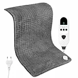 Dechoga Manta Electrica para Alivio de Dolores Musculares - Esterilla Electrica con 9 Niveles de Temperatura Ajustable Y Temporizador de 2 Horas para Hogar/Oficina/Viajes (Gris, 43 x 84 cm)