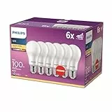 Philips - Bombilla LED 100W estándar E27 luz blanca cálida 230V, mate, no regulable pack 6 [Clase de eficiencia energética E]