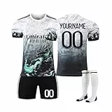 Camiseta Fútbol Madrid Personalizadas para Hombres y Niño, equipación Fútbol DIY Nombre y Número Conjunto Deportivo Entrenamiento