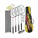 Carlton Tournament Juego de Raquetas de bádminton, 4 Jugadores (4 Raquetas, 3 Pelotas, 1 Bolsa, Red y Poste)
