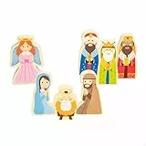 WOOMAX Blister 7 Figuras Belen Madera Magneticas Decoración Navideña (Colorbaby 46914)