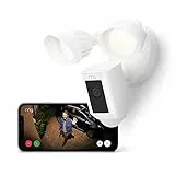 Ring cámara Plus con focos cableada (Floodlight Cam Wired Plus) | Cámara de vigilancia exterior wifi con vídeo HD, comunicación bidireccional, focos LED, sirena integrada | 30 días gratis de Ring Home