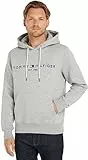 Tommy Hilfiger Hoodie Hombre Core Tommy Logo con Capucha, Gris (Cloud Heather), M