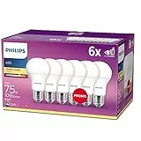 Philips Lighting - Bombilla LED 75W estándar E27 luz blanca cálida 230V, mate, no regulable, 6 Unidad (Paquete de 1)