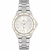 Lacoste Reloj Analógico de Cuarzo para Mujer Colección Santorini con Correa de Acero Inoxidable Plateada - 2001370