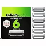 Gillette Laboratorios de maquinillas de afeitar, 6 piezas, ajuste a GilletteLabs Con barra exfoliante y maquinilla de afeitar caliente, maquinillas de afeitar Gillette