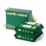 Earth Rated Toallitas hipoalergénicas para Perros, para Limpiar y Eliminar olores de Patas, Cuerpo y Trasero, Cachorros y Perros Adultos, sin Aroma, 400 Unidades