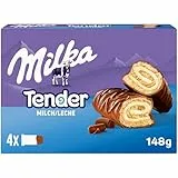 Milka Tender Barritas de Bizcocho, Relleno con Leche y Cubierto de Chocolate con Leche de los Alpes, 4 Barritas, 37g