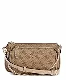 GUESS Noelle II Double Pouch Crossbody, Bandolera para Mujer, Logotipo de Latte, Talla única