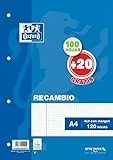 Oxford Classic, Recambio Hojas Sueltas, 120 Hojas, A4, Blanco