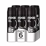 Axe Desodorante Bodyspray Black 150ml, pack de 6 unidades, El embalaje puede variar