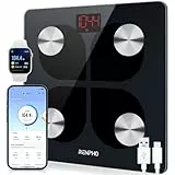 RENPHO Báscula de Grasa Corporal con Bluetooth - Báscula Elegante para Baño BMI Digital Escala, Analizador Recargable de Composición Corporal con USB y Aplicación, Elis 1