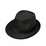 Boolavard Niños Niñas Niños Verano Fedora Sombrero de Paja ala Ancha Floppy Playa Visera Sombrero (Negro)