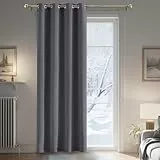 PONY DANCE Cortina Dormitorio Opaca 1 Pieza 140x240 CM, Termicas Aislantes Frio y Calor para Salon Modernas Cortinas Gris Blackout para Puerta con Ojales