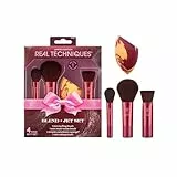 Real Techniques Blend + Jet Set 4-Piece Set, Mini Makeup Brush Kit with Miracle Complexion Sponge, Travel-Ready Tools for Cream, Liquid, Powder, Flawless Application, Vegan & Cruelty-Free