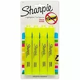 Sharpie 25164PP Accent Tank Highlighters, punta de cincel, amarillo fluorescente, 4 unidades