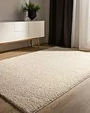 benuta Basic Alfombra Salon Pelo Largo Sohari salón - Crema 60x120 cm - Minimalista - Suave Lavable - Dormitorio, Pasillo, Comedor - Suelo Radiante