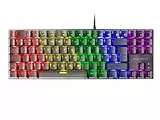 Mars Gaming MK80, Teclado Gaming Mecánico TKL Compacto con Switch Marrón, Iluminación Rainbow RGB, Teclas Doble Inyección, Modo Juego y Anti-Ghosting, Multiplataforma, Idioma Portugués, Negro