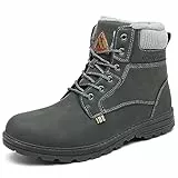 Mishansha Mujer Hombre Botines para Senderismo Cálido Botas de Nieve Invierno Botines Forro Piel, Invierno Gris 39