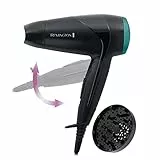 Remington Secador de Pelo Pequeño Compacto, Secador de Viaje, Plegable, óptimo Gimnasio, Concentrador, Difusor Compacto, Caudal 60km/h, 2 Velocidades, Gancho Para Colgar - D1500