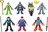 Fisher-Price Imaginext DC Super Friends Pack 6 Figuras Deluxe Personajes con Accesorios, Incluye Batman, Superman, Nightwing, The Riddler, Deathstroke y Brainiac, Juguete +3 años (Mattel HXF94)