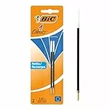 BIC 4 Colores Recambios para Bolígrafo Fino Punta Media (1 mm) - Azul, Blister de 2 unidades