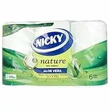 Nicky Nature Papel Higiénico, 6 Rollos, 3 Capas, 170 Servicios Por Rollo. Enriquecido Con Loción De Aloe Vera, color Blanco, 9,8 x 13cm