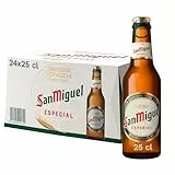 San Miguel Especial Lager, Pack 24 Botellas de 25cl, Cerveza Premium Española, Calidad Tradicional y Sabor Refrescante, 5.4% Volumen de Alcohol