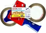 tesa Dispensador de Cintas de Embalaje y tesapack Fuerte en Set, 2 Cintas de Alta Calidad para Embalajes con 1 Dispensador, Marrón, 66 m x 50 mm
