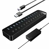 ORICO Hub USB 3.0 Activo 13 Puertos Alimentado 60W Multi Hub de Extensión USB con interruptores LED de Individuales, Adaptador de 12 V/5 A para Computer, PC, iMac, Mobile HDD, Flash-Laufwerk, iPad