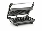 Tristar GR-2650 Parrilla eléctrica con superficie de cocinado de 22.5 x 14 cm, revestimiento antiadherente, tapa flotante, libre de BPA y PFOA, almacenamiento para el cable, 700 W, Color Negro