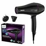 Philips Secador de Pelo, motor AC, cuidado iónico, boquilla 9 mm y 6 velocidades, temperatura ThermoProtect, 2200 W, BHD274/00, negro