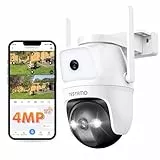 YESYAMO Cámara Vigilancia WiFi Exterior 360° 2,5K 4MP Doble Lentes, Cámara de Seguridad con WiFi6 2.4G y 5G, Visión Nocturna hasta 30m, Seguimiento Automatico, Detección AI, Audio Bidireccional