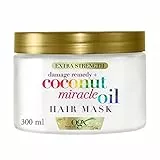 OGX Coconut Miracle Oil Hair Mask (1 x 300 ml), mascarilla reparadora anti frizz con aceite de coco, esencia de tiaré y extracto de vainilla, sin sulfatos ni parabenos para cabello seco y dañado