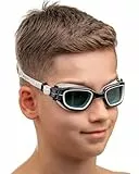 AqtivAqua Gafas de natación para niños de 6 a 14 y 3 a 6 años, para niños y niñas, MINI-DXP (blanco y negro, lentes polarizadas)