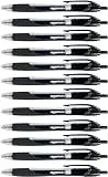 Amazon Basics Bolígrafos de punta retráctil y tinta de gel, 12 Unidad (Paquete de 1), punta fina, Negro