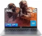 AOC Ordenador Portátil con N97(hasta 3,6 GHz) Notebook 15,6 Pulgadas, 16GB RAM 512GB SSD(hasta 2TB), PC Portátil Officina,USB3.2,BT5.0,WiFi,Typo C,Negocios Metalico