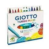 GIOTTO Turbo Maxi, Rotuladores Súper Lavables, Punta Maxi, Punta 5mm, Colores Surtidos, 12 unidades