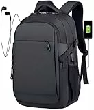 ALTOS OFFICE AND HOME Mochila para laptop, viajes de negocios y estudios, Puerto USB, Laptop hasta 15,6', negra, antirrobo, genial para senderismo, impermeable, resistente a arañazos, bien reforzada,