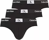 Calvin Klein Hombre Pack de 3 Calzoncillos Hip Briefs Algodón con Stretch, Negro (Black/Black/Black), L