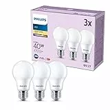 Philips - Bombilla LED estándar 4.9W (Eq. 40W) 470 lúmenes, casquillo E27,Luz Blanca Cálida (2700k) - Pack 3 bombillas Led