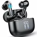 Auriculares Inalambricos Bluetooth, Auriculares Bluetooth 5.4 con 40H HiFi Estéreo Reducción de Ruido 4 Mic, Cascos Inalambricos con Pantalla LED, IP7 Impermeable, Carga Rápida, Ajuste Cómodo, USB-C