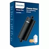Philips Water filtro de ducha en línea con 1 cartucho – capacidad de filtración de 50.000 L, reduce hasta un 99% de cloro, compatible con todas las mangueras y grifos estándar, blanco