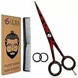 OCBA tijeras peluqueria profesional Tijeras De Salón Barbero 6.0 Pulgadas Tijera de corte de pelo (6 pulgadas Negro Fuego)