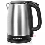 Aigostar Milo - Hervidor de Agua Eléctrico Pequeño, Hervidor de Acero Inoxidable de 2200W, 1,7 litros Tetera Electrica, Protección contra ebullición en seco y Apagado automático, Negro