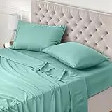 Utopia Bedding Juego de Sabanas 4 Piezas 150x200 - Poliéster Microfibra Cepillada - Oeko-Tex Certificado - Sábana Bajera, Sábana Plana y 2 Fundas de Almohada 50x75 (Cama 150, Azul SPA)