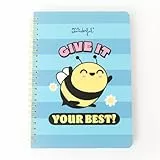 Mr. Wonderful - Libreta A5 Abeja Tapa Dura - Encuadrenación en Espiral - Give it your best! - 160 páginas cuadriculadas - Incluye pegatinas